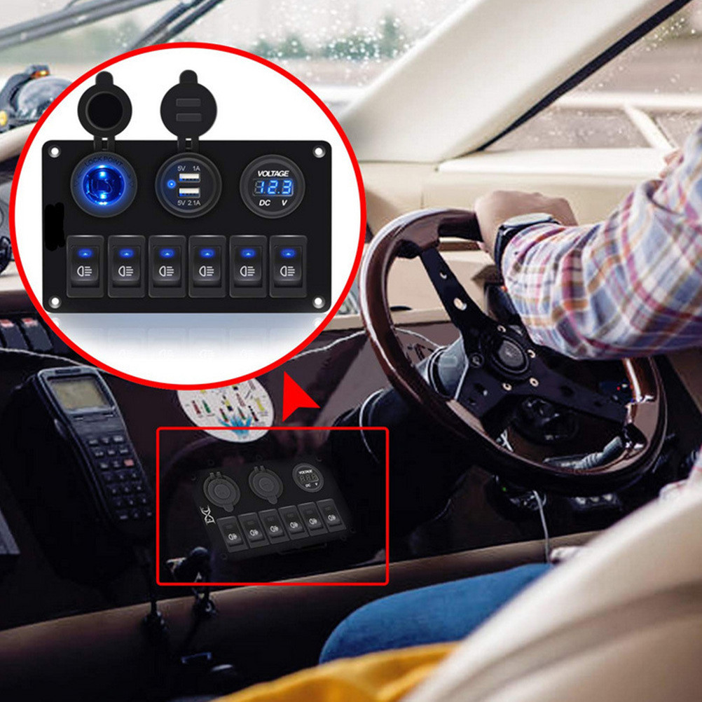 1Pcs Waterproof LED Switch Panel Sturdy Circuit Breaker Rocker Panel with Over Current Protection