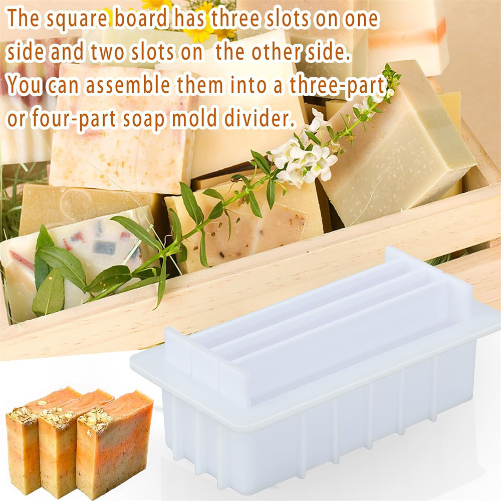 42oz Silicone Soap Mold with 5 Acrylic Dividers with Honeycomb&rose&bee Silicone Mat Mold DIY