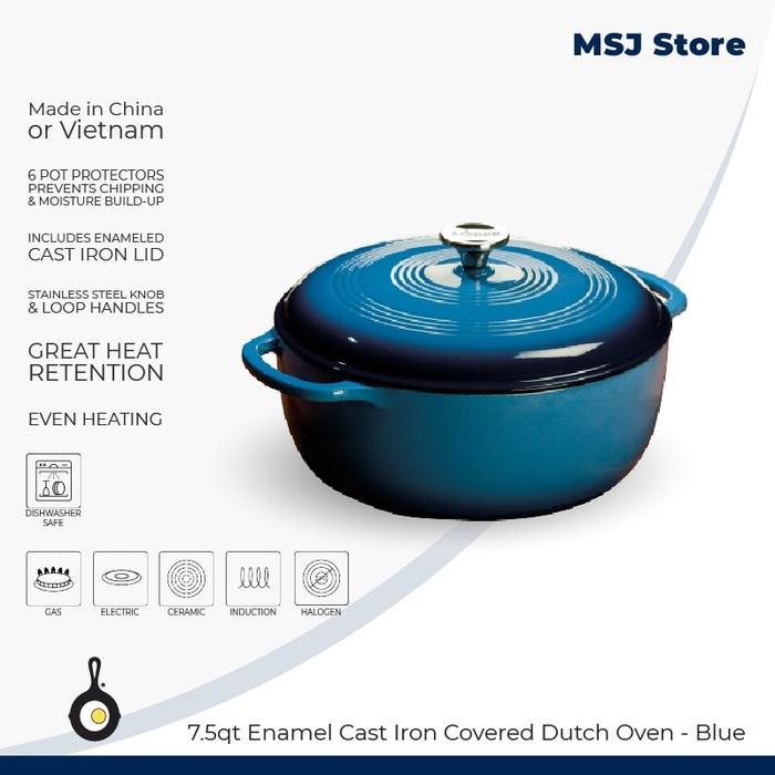 Lodge 7.5 Quart Blue Enameled Cast Iron Dutch Oven - EC7D33