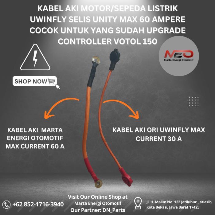 KABEL AKI MOTOR/SEPEDA LISTRIK UWINFLY SELIS UNITY MAX 60 AMPERE