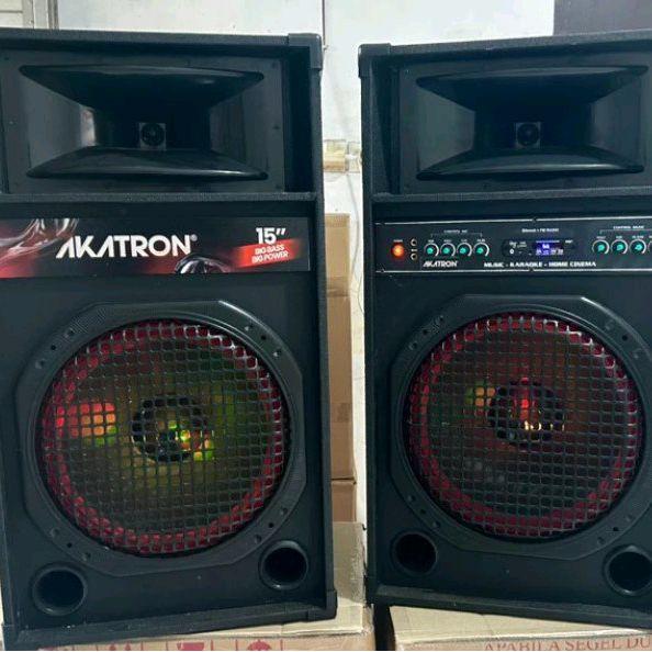 AKATRON 15 IN INCH SUPER BASS - SPEAKER AKTIF BLUETOOTH KARAOKE MICROPHONE SUBWOOFER SOUND BESAR MUR