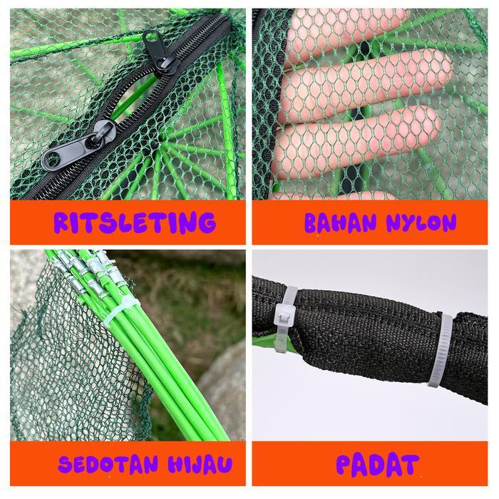 Bubu Perangkap Ikan 10 Lubang Jebakan Jaring Jala Prangkap Lipat Udang Kepiting Sungai Danau Laut