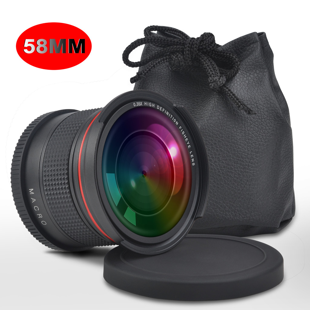 58MM 0.35x Fisheye Wide Angle Lens (w/Macro Portion) for Canon EOS Rebel 70D 77D 80D 1100D 700D 650D