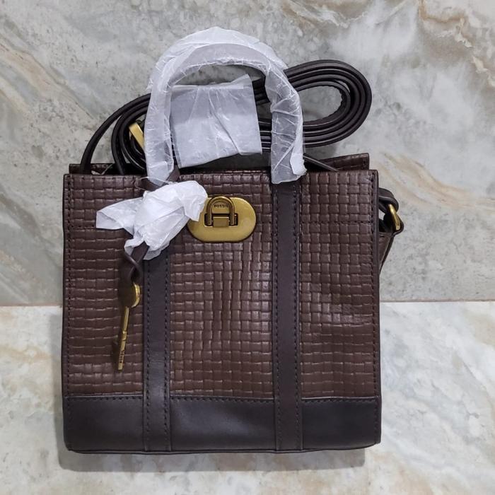 terlaris Tas Original Fossil Carmen Mini Espresso Leather 100% ori