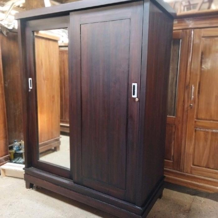 lemari 2 pintu knock down sliding jumbo kayu jati