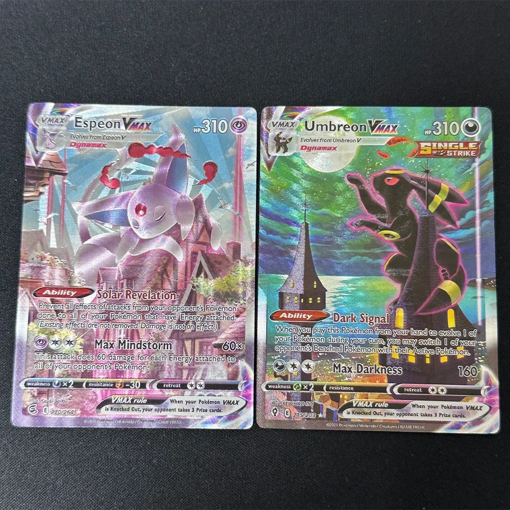 Umbreon Espeon VMAX Gengar English Version Card 3PCS/Set PTCG Game Collection Cards Refractive