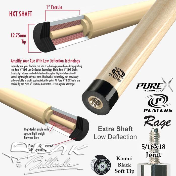Extra Shaft 12.75mm PureX HXT Low Deflection Kepala Cue Stick Billiard