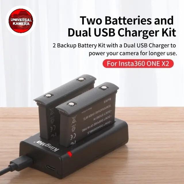 Kingma Baterai Insta360 X2 / Insta 360 One X2 + Dual Charger