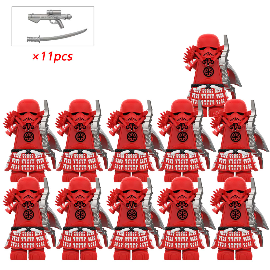 Samurai Trooper Building Block Minifigure 11Pcs Safe Non-Toxic ABS, Compatible with Major Blocks,