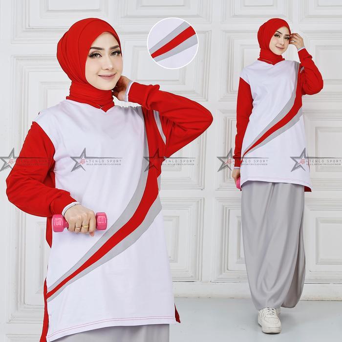 Setelan baju olahraga senam tunik muslimah set ROK celana (ROCELA) /stelan kaos senam tunik muslimah