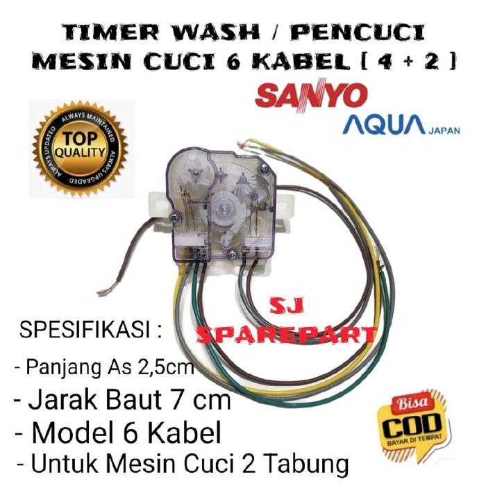 TIMER WASH 6 KABEL MESIN CUCI SANYO AQUA 2 TABUNG - TIMER MESIN CUCI SANYO AQUA 6 KABEL