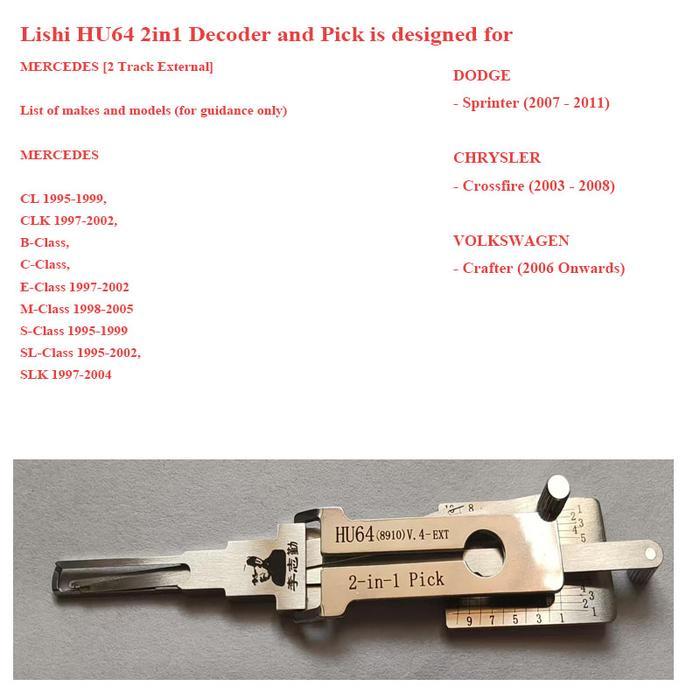 LISHI VEHICLE 2-IN-1 DECODER CARS LOCK PICKING SET FOR VOLKSWAGEN /AUDI/PORSCHE MERCED SKODA SEAT
