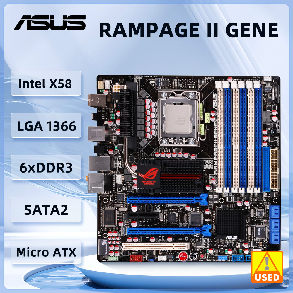 X58 Motherboard LGA 1366 ASUS Rampage II Gene R2G Motherboard DDR3 24GB support Core i7 940 980 930
