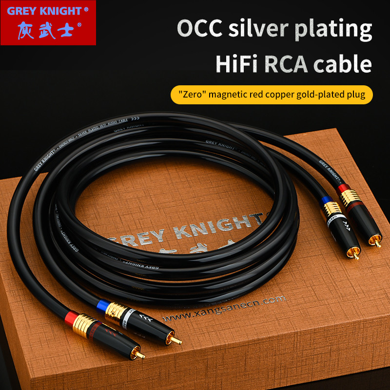 Grey Knight hifi OCC silver plated RCA audio cable sound card power amplifier CD player adapter RCA
