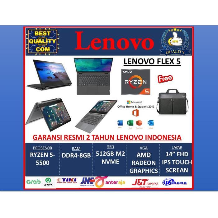 Lenovo Ideapad Flex 5-Ryzen 5 5500U/8GB/512SSD/W10+OHS/14"FHD IPS