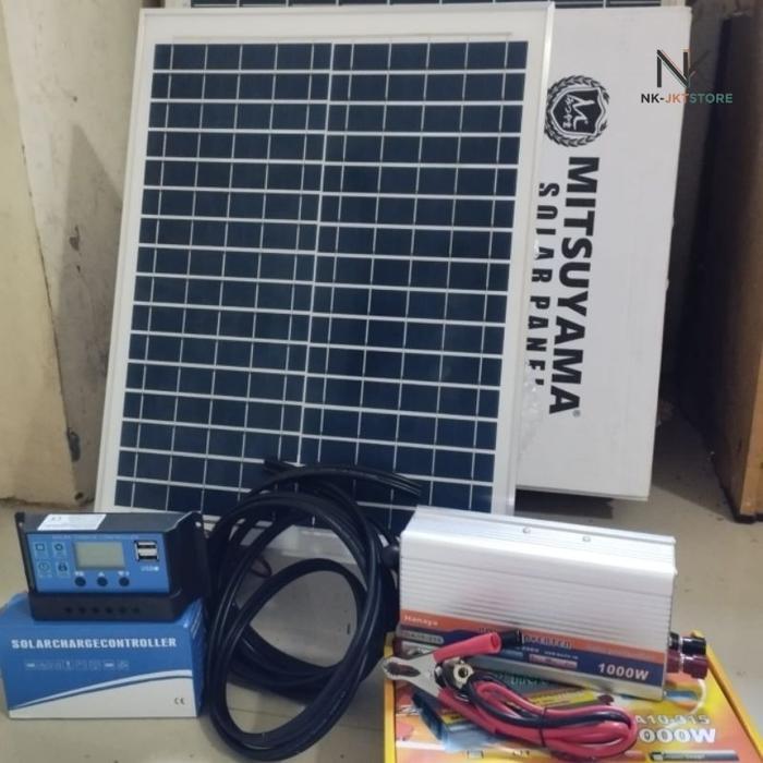Solar Cell Panel Surya 20Wp Satu Set Lengkap + Solar Charge Controller + Power Inverter Paket Tenaga