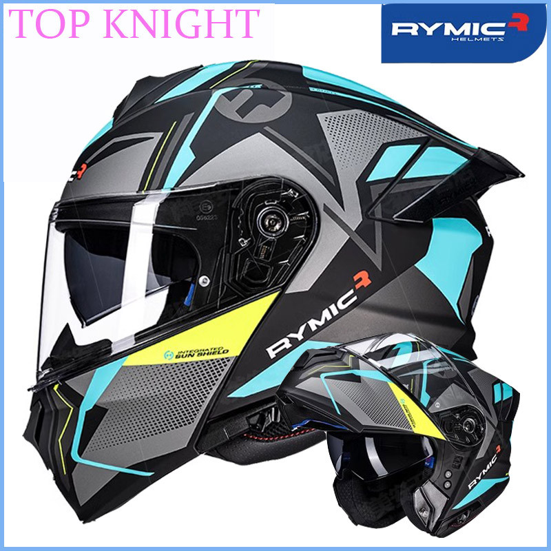 Dot Ece Certification Rymic Motorcycle Helmet Flip Up Red Blue Lens Capacete Women Racing Casco For