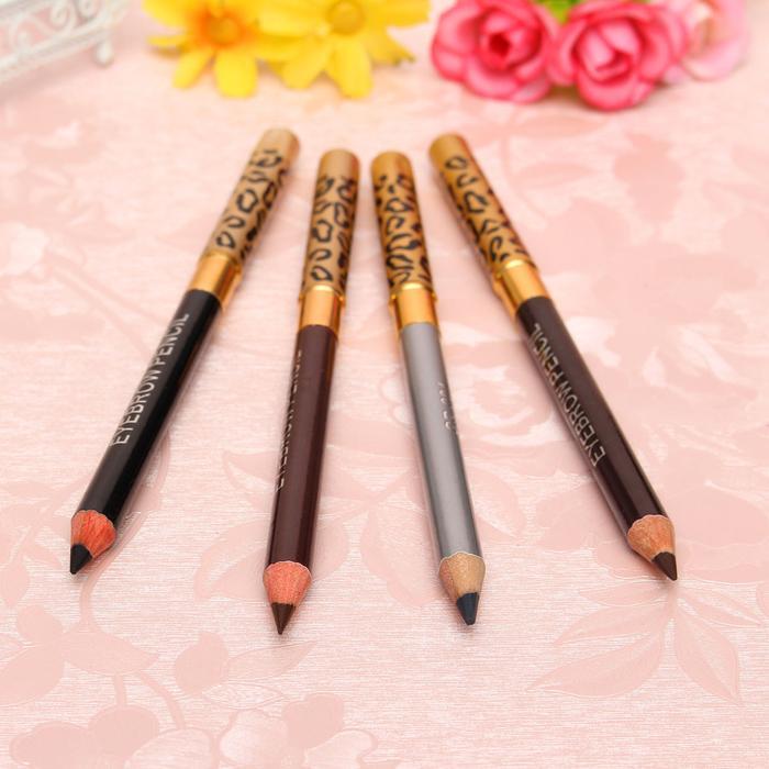 . 4 Colors 2 In 1 Makeup Eye Liner Eyebrow Pencil Pen Brush -
