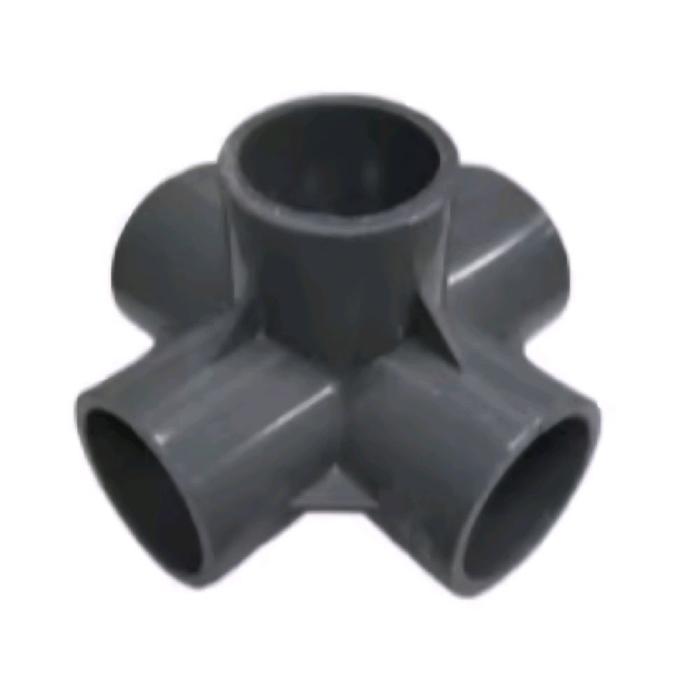 5 way Sambungan Pipa PVC 1" Abu-abu utk Pembuatan Rak Hidroponik, dll