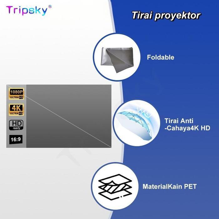 Tripsky Proyektor Layar Tancap, Led Projector Proyektor Mini Untuk Mengajar Nonton Film di Rumah
