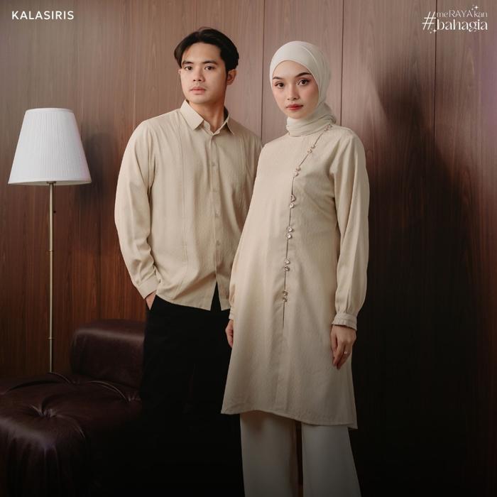ASLI [NEW] Nibras Hijab x Kalasiris Baju Couple Lebaran Koko Tunik Lengan Panjangn - Earthy Series