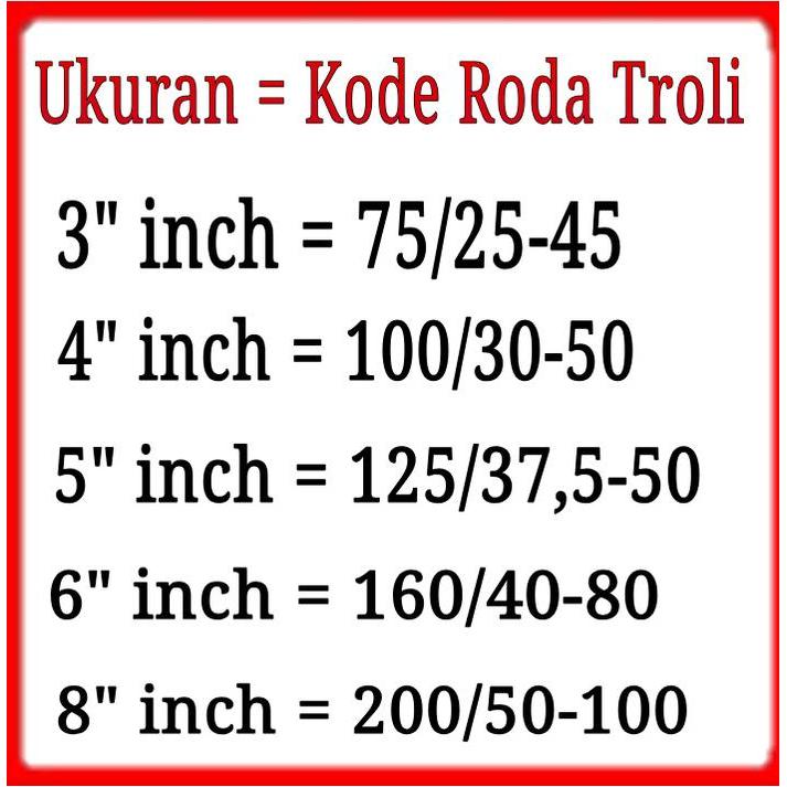Roda Troli 8 Inchi 1Set(4Mati) Roda Karet/Etalase/Gerobak/Trolley 8Inchi