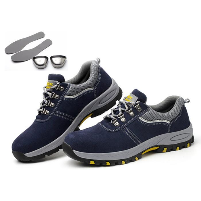 Gengego Profesional Kulit Asli Sepatu Safety Boots Pria Safety Ujung Besi Kerja Sneaker Proyek Shoes