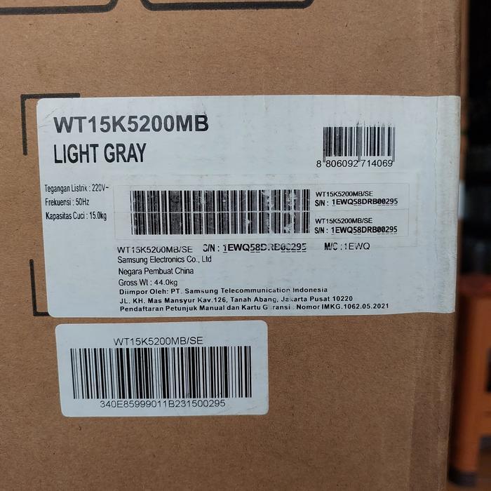 Mesin Cuci 2 tabung Samsung 15 kg WT15K5200MB