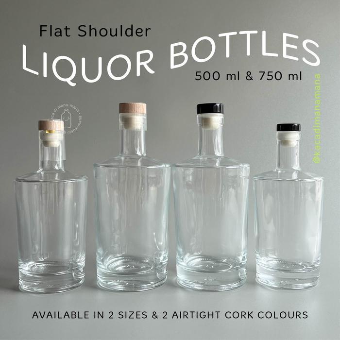 Botol Kaca Liquor Flat Shoulder Bottle - Botol Kaca Liquor Flat