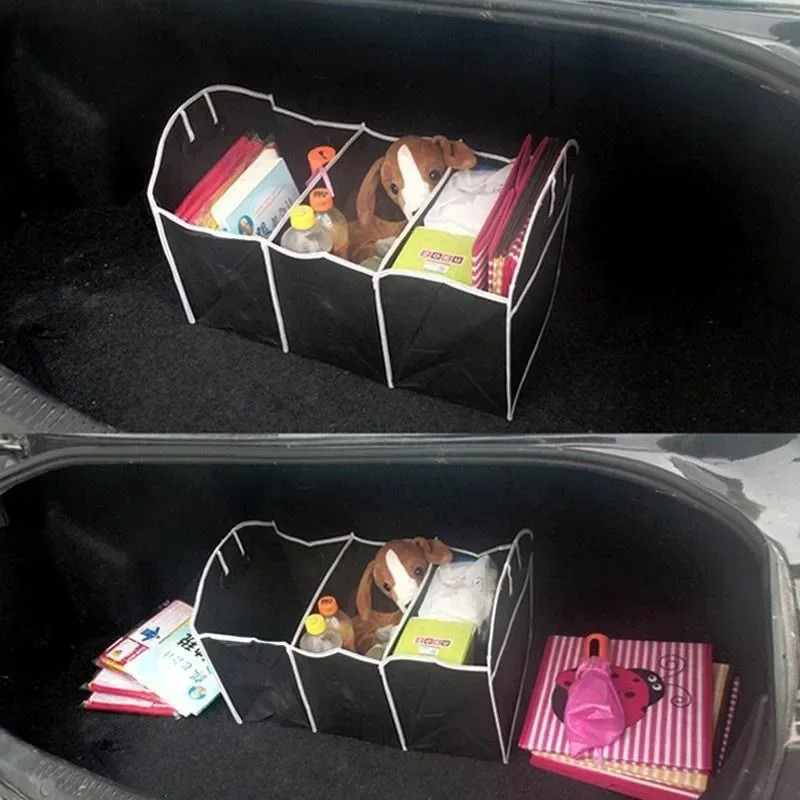 Versatile Canvas Car Storage Box Foldable Car Trunk Organizer Toy Food Storage Container Bags Box