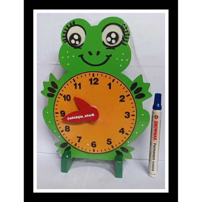 Mainan Kayu Edukasi Jam Katak - Miniatur Jam Kayu - Ape Anak Paud Tk