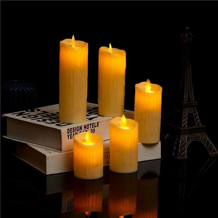 Lampu Lilin Elektrik Led Candle Model Leleh Besar Api Goyang