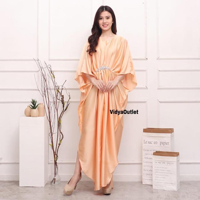 Kaftan Polos 2258 - Baju Lebaran Wanita - Super Mewah - Baju Muslim Dewasa - Dress Hitam Gamis Pesta
