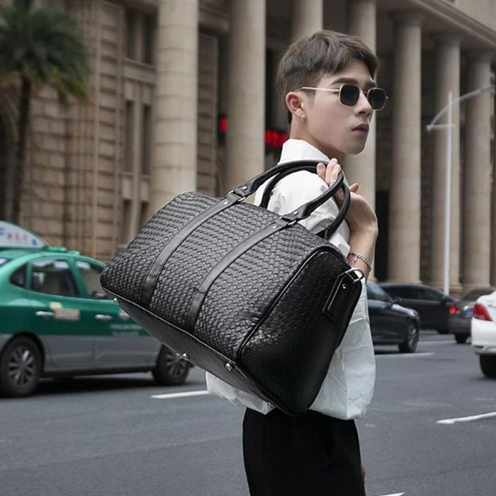 POLOFELIX Fashion Tas Travell Pria Wanita Klasik PU Kulit Tas Wanita Portabel Besar Kapasitas Tali