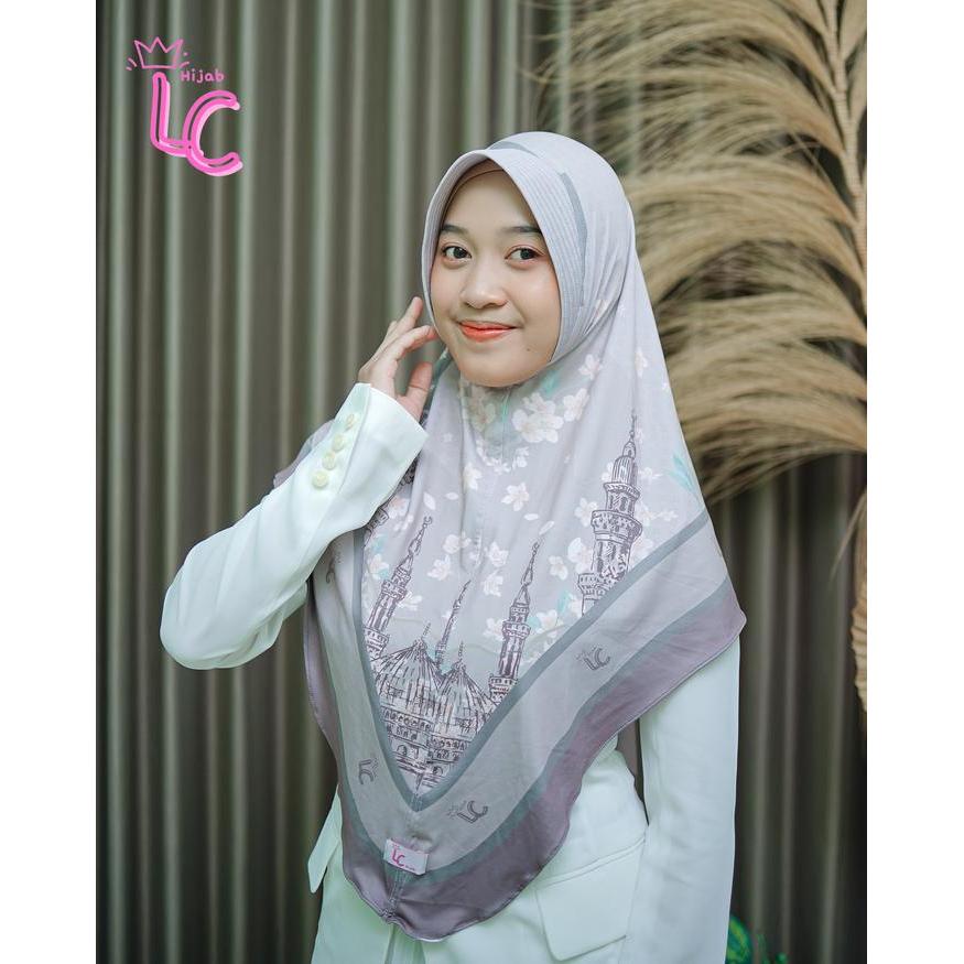 Hijab Bergo Motif Printing Instan Pad Kerudung Muslim Nyaman Lembut Cantik Panjang Segitiga Khimar