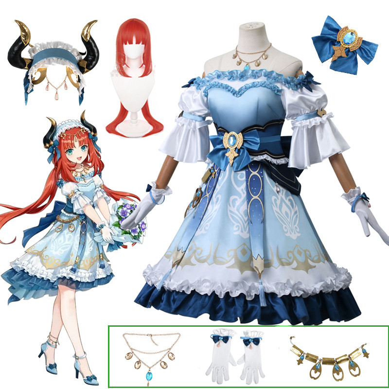 Nilou Cosplay Costume Wig Red Hair Women Dancer Dress Carnival Uniform Anime Halloween Costumes