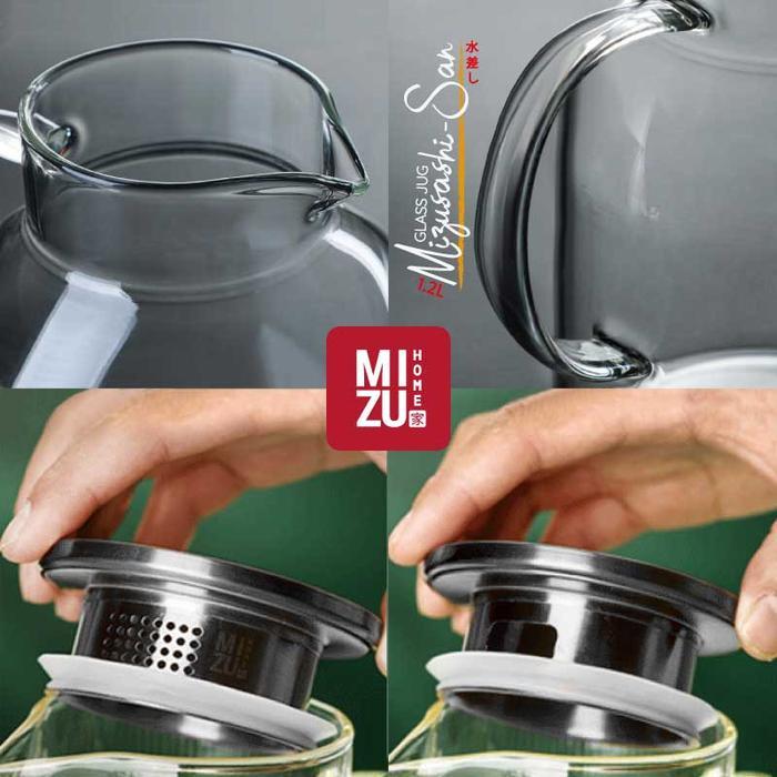 Mizu Mizusashi-San Glass Jug Teko Kaca Borosilikat Teko Air Minum Teko Teh Teko Kopi Teko Minimalis