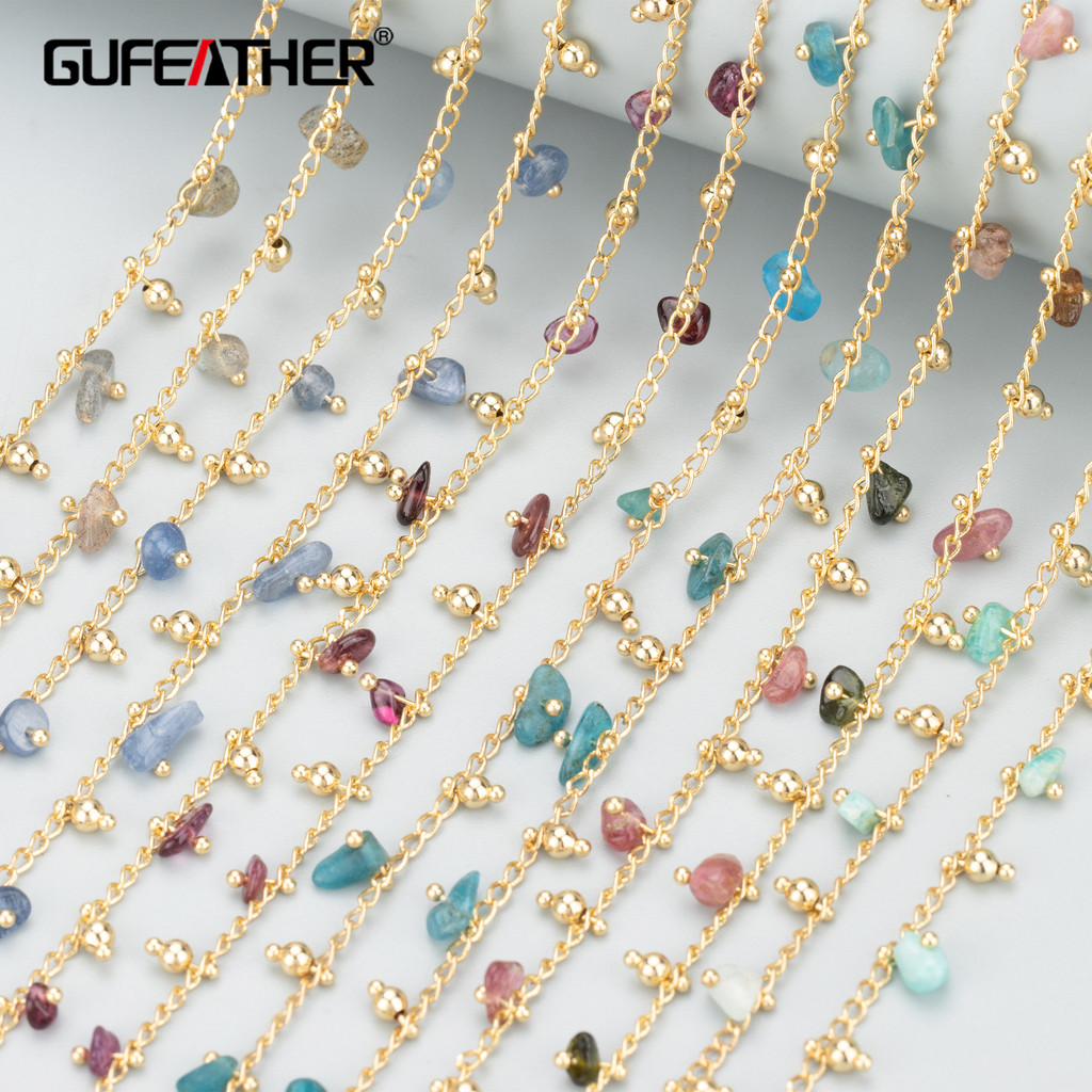 GUFEATHER C306,diy chain,nickel free,18k gold rhodium plated,copper,natural stone,diy bracelet