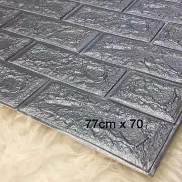 "New" Wallpaper Dinding Foam Bata Abu 3D Waterproof