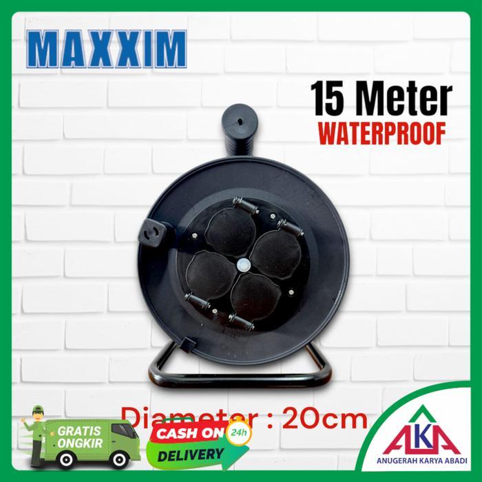 Gulungan Rol Kabel Roll MAXXIM 15M / 25M / 50M Bracket Putar Stop Kontak Klosan Bobin Tanpa Kabel