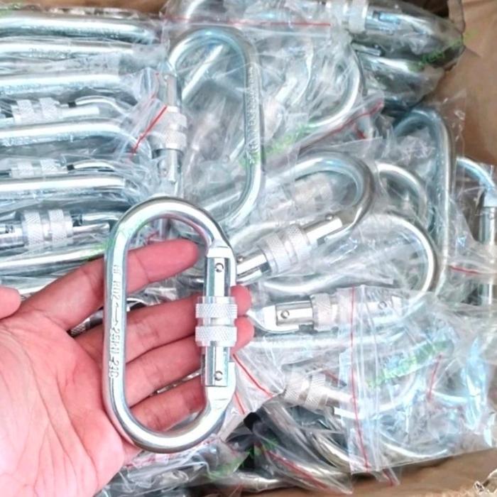 Carabiner Steel Screw 25 Kn Climbing Carabiner 25 Kn Panjat Tebing Co