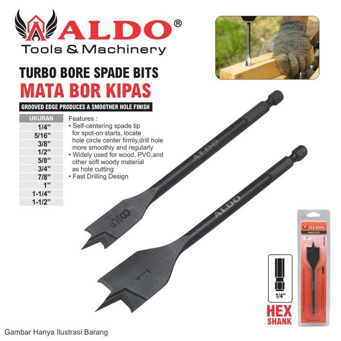 MATA BOR KIPAS / PELUBANG KAYU / LUBANG KAYU / SPADE BITS MERK ALDO