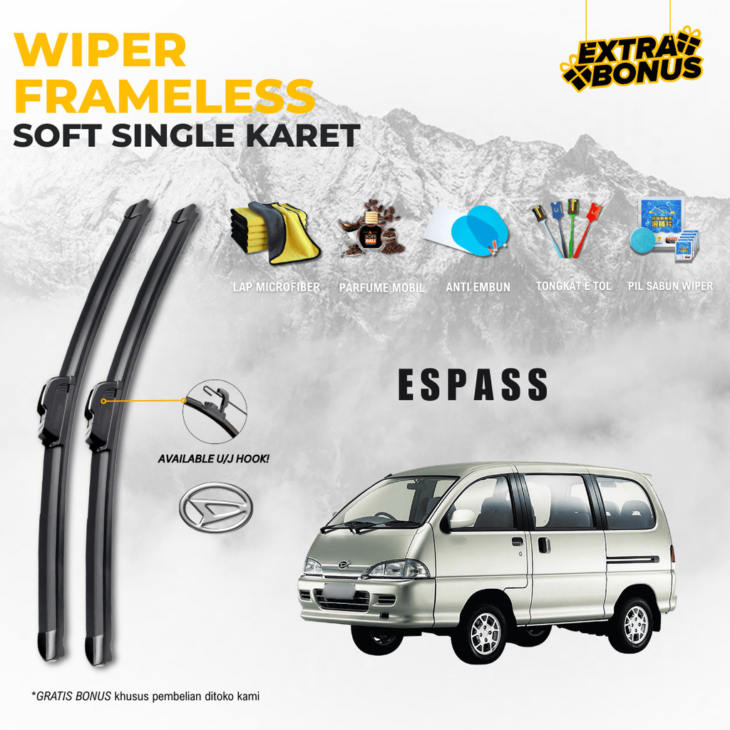 Wiper Daihatsu Espass Frameless Kaca Depan Mobil Free 5 Bonus