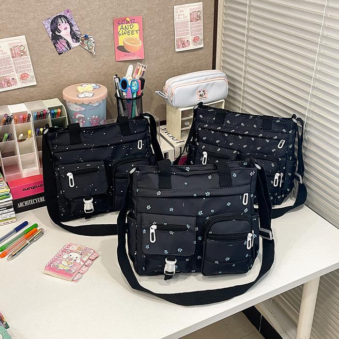 Aerostreet.Shoes - Mismi Dante Bag Tas Selempang Wanita Motif Flower On Black Sling Bag Korea