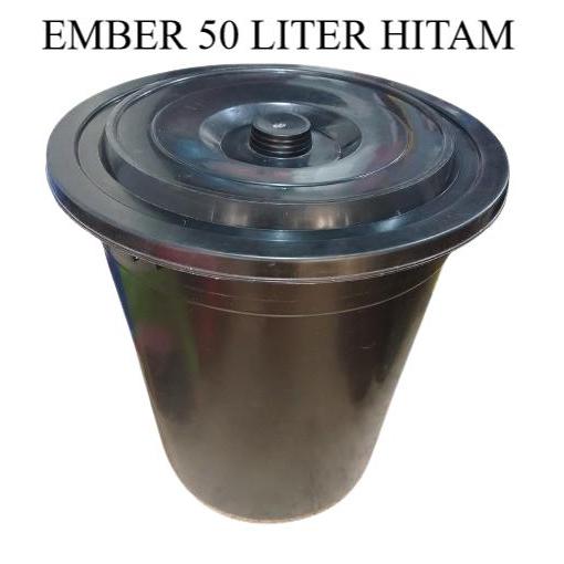 Ember Plastik 50 Liter Hitam / Tong Air 50 Liter / Ember Air Tutup Plastik 50 Liter / Ember Kamar