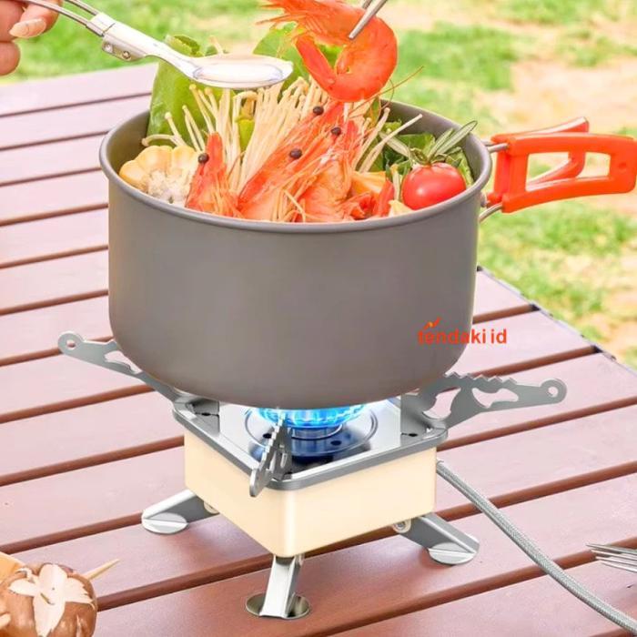 COD KOVAB Kompor Gas Camping Mini Portable Lipat 1 Set Lengkap Outdoor Ultralight Stove - K-202