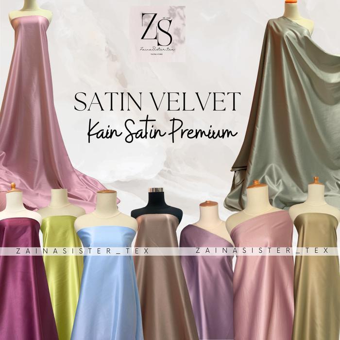 1/2 (SETENGAH) meter Bahan Kain Satin Velvet Premium Aneka Warna Bahan Seragam Bridesmaids Bahan