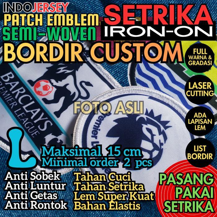 FLOCK BORDIR LARGE BESAR 15 cm Semi Woven Custom Patch Badge Emblem Logo Kaos Baju Jersey Setrika