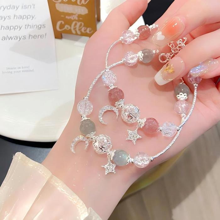 Manis bintang bulan gelang Fashion stroberi Crystal batu bulan aksesoris gelang Bracelet