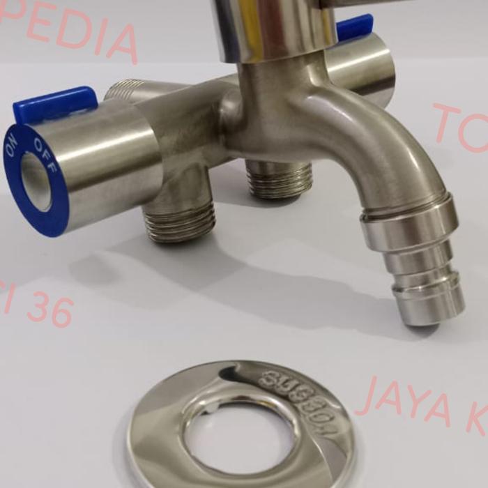 Toto - Kran Cabang Air Tembok 3 Cabang Lubang Stainless Freed